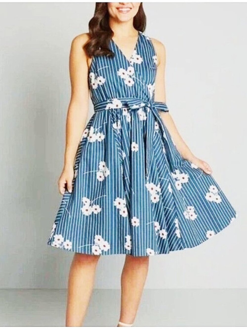 Modcloth "Instant‎ Energy" Faux Wrap Midi Dress